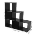 thumbnail image 3 of 1 PCS Black L-Shaped Storage Bookcase, 6-cube L-Shaped Corner Shelf for Home/Office, Freestanding L-Shaped Stepped Bookcase, 6 Compartments, 3 of 11