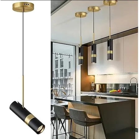 Black Pendant Light, Modern Pendant Lights Kitchen Island, Adjustable Heights Hanging 3000K LED Lights for Kitchen Island, Dining Living, Hallway (1-Light)