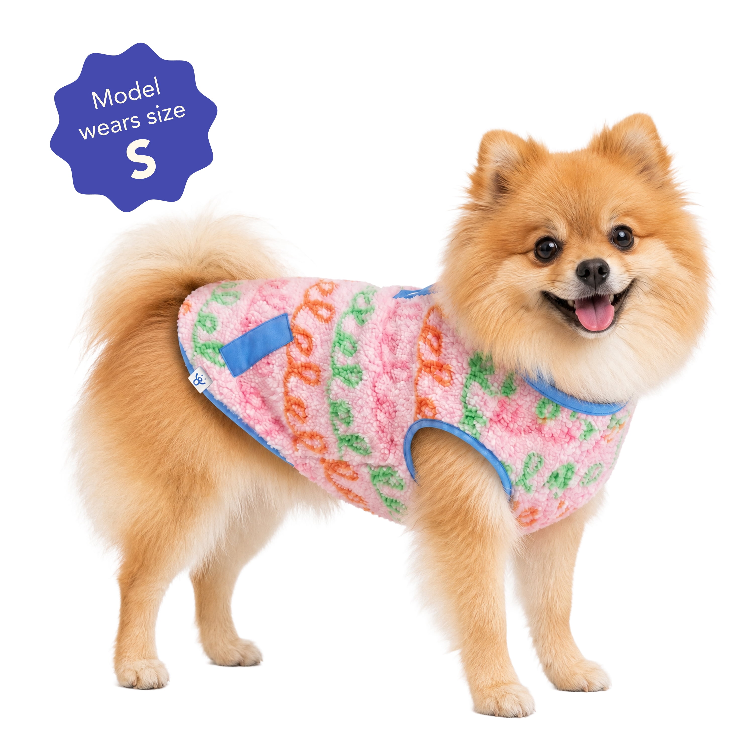 Oodles Curly Stripes Sherpa Fall Dog Jacket, Pink, Small