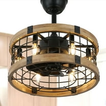 Oaks Aura 18" Reversible Wood Ceiling Fan with Lights Remote 3-Speed, 8-Blades DC Motor