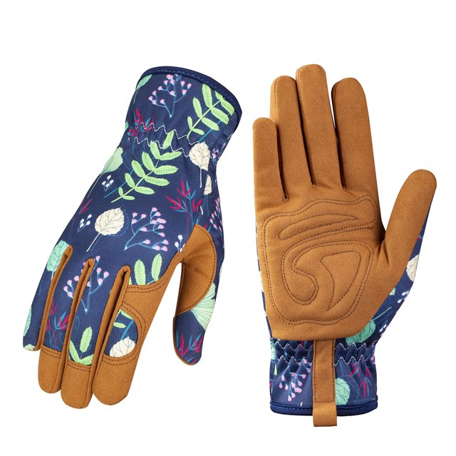Guantes de jardinería de cuero Bamllum para mujer, talla mediana