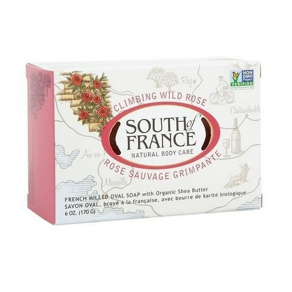 South of France Climbing Wild Rose, French Milled Oval Soap with Organic Shea Butter, 6 oz (170 g)
