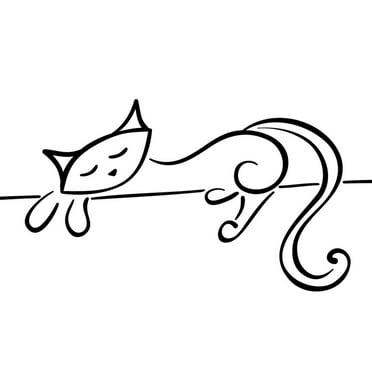 Art.com Silhouette Of A Lying Black Cat Art Print by Stellis, 36" x 24"