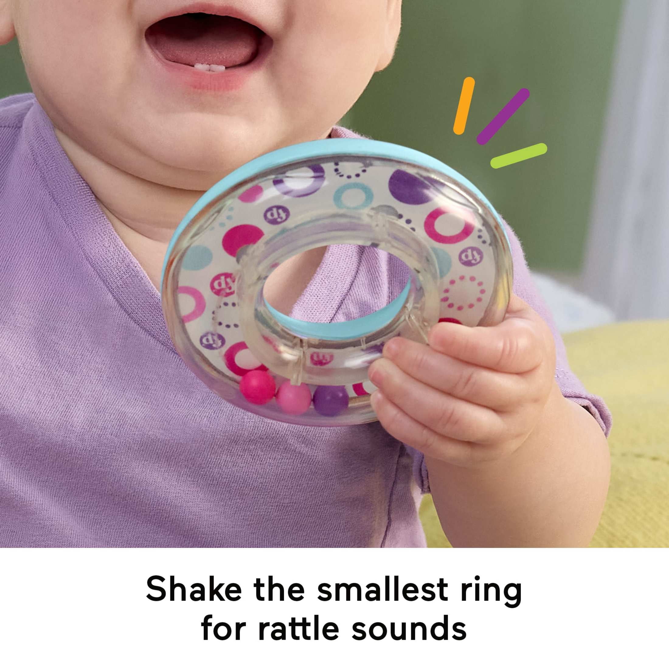 Fisher-Price Rock-a-Stack Pink Ring-Stacking Toy for Developmental Play for Baby & Toddler, Plastic