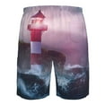 thumbnail image 6 of Kll Lighthouse Waves Torrential Rain Men'S Casual Summer Beach Shorts Hawaiian Shorts With Pockets-Xx-Large, 6 of 9
