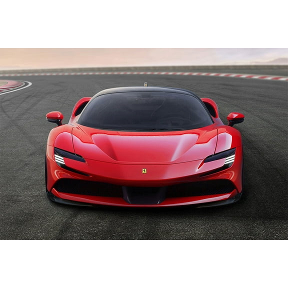 Ferrari SF90 Stradale Racing Car Sports Car Wall Art Home Decor - 12x18 Inch Laminated Poster - Stunning Detail and Bold Colors