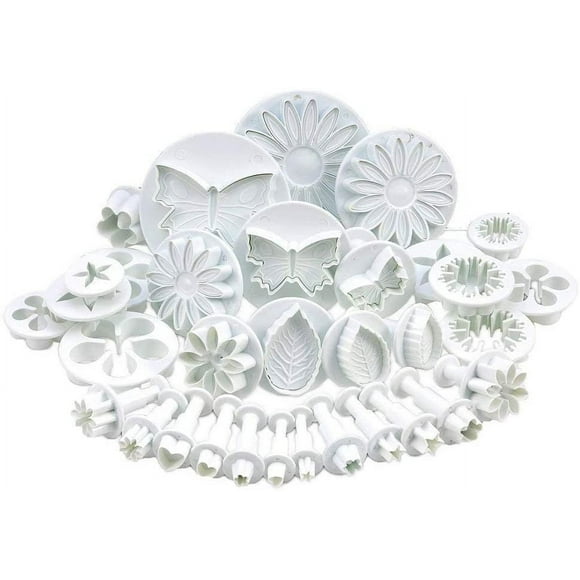 shiyou-33 Piece Fondant Cake Cookie Plunger Cutter Sugarcraft Flower Leaf Butterfly Heart Shape Decorating Mold DIY Tools