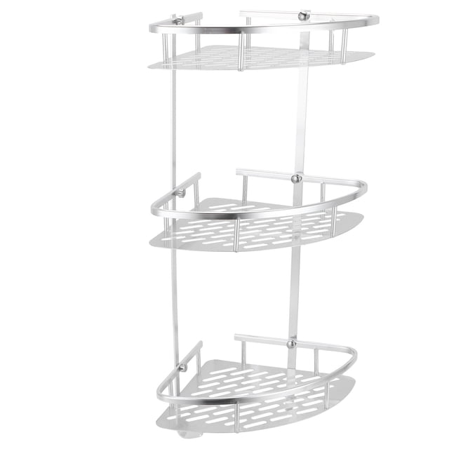 3 Layers Triangular Corner Organize Rack Shelves Basket Hanger Shampoo Organizer Shower Bathroom Shelf Kitchen Aluminum Suitable for Toilets, Shampooers, Dormitories And Kitchens