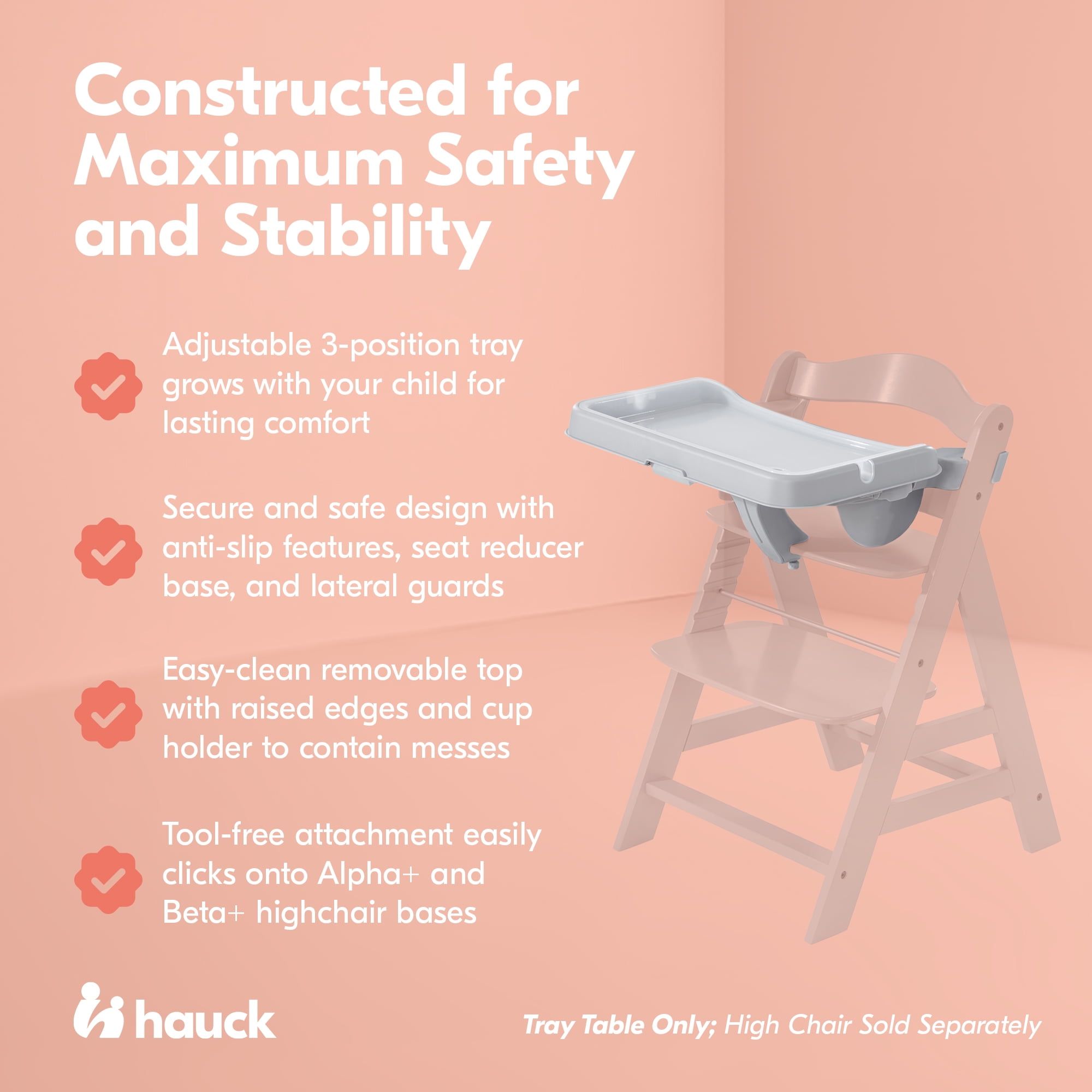 hauck Alpha High Chair Tray Table Compatible with Alpha+ and Beta+, Grey -  Walmart.ca