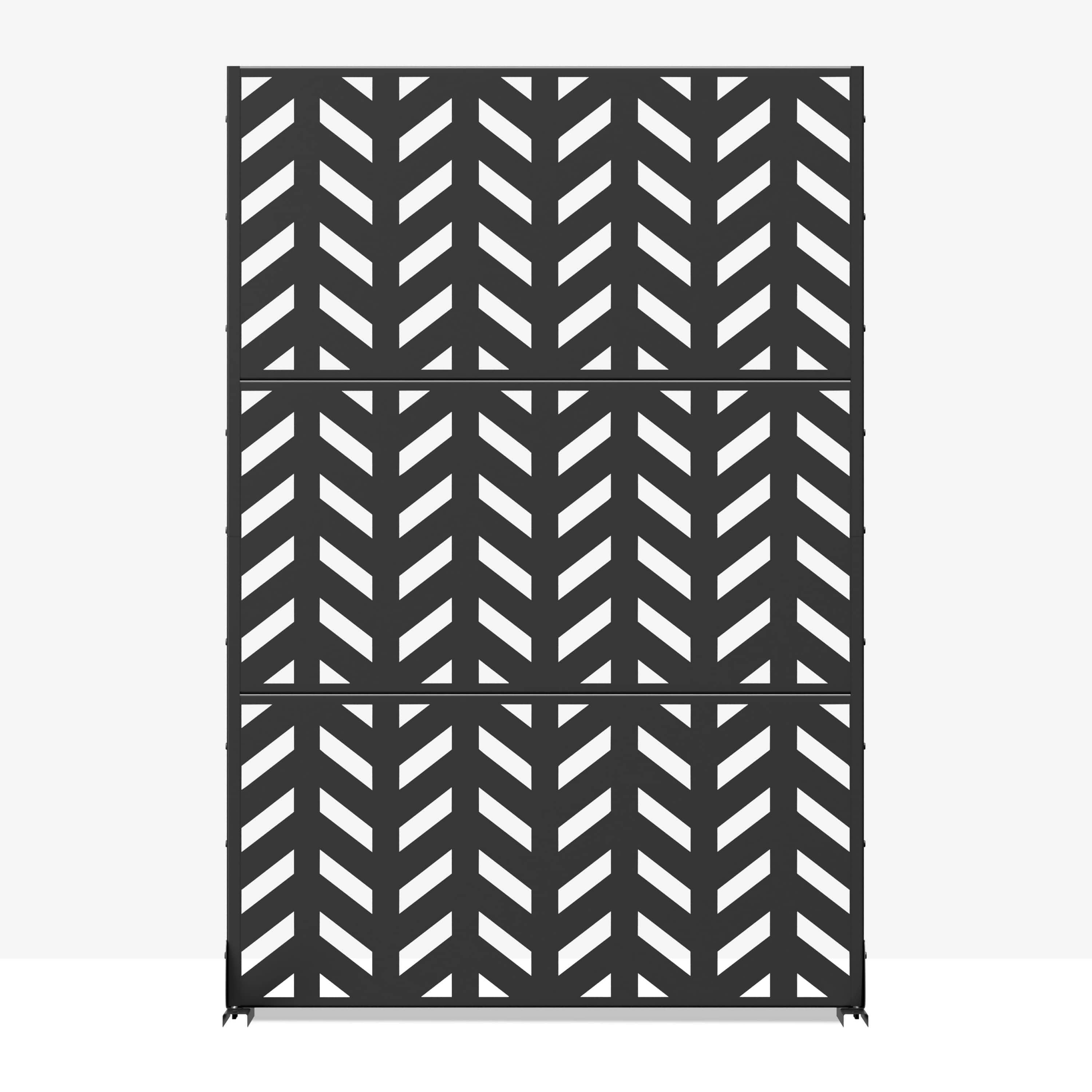 MAYEERTY 72x47x16 Inch Black Fishbone Galvanized Steel Privacy Screen for Outdoor Street