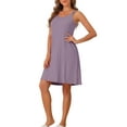 thumbnail image 4 of INSPIRE CHIC Vestido de pijama sin mangas para mujer, quimono de modal, camisones, camisetas de noche, vestidos de noche con tirantes de espagueti, XL Gris Púrpura, 4 of 6