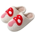 thumbnail image 5 of Tnobhg 1 Pair Plush Home Slippers Autumn Winter Mushroom Pumpkin Christmas Elk Fuzzy Warm Non-slip Flat Sole Men Women Universal Indoor Slides Shoes Footwear, 5 of 8