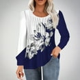 thumbnail image 2 of HKEJIAOI Tunique à Manches Longues Bouffantes pour Femmes Blouses Florales Plissées Décontractées Col Rond T-Shirts Mode Automne 2024 2TG, 2 of 5