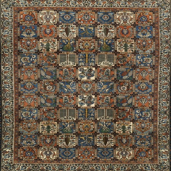 Ahgly Company Indoor Square Traditional Dark Almond Brown Persian Area Rugs, 6' Square