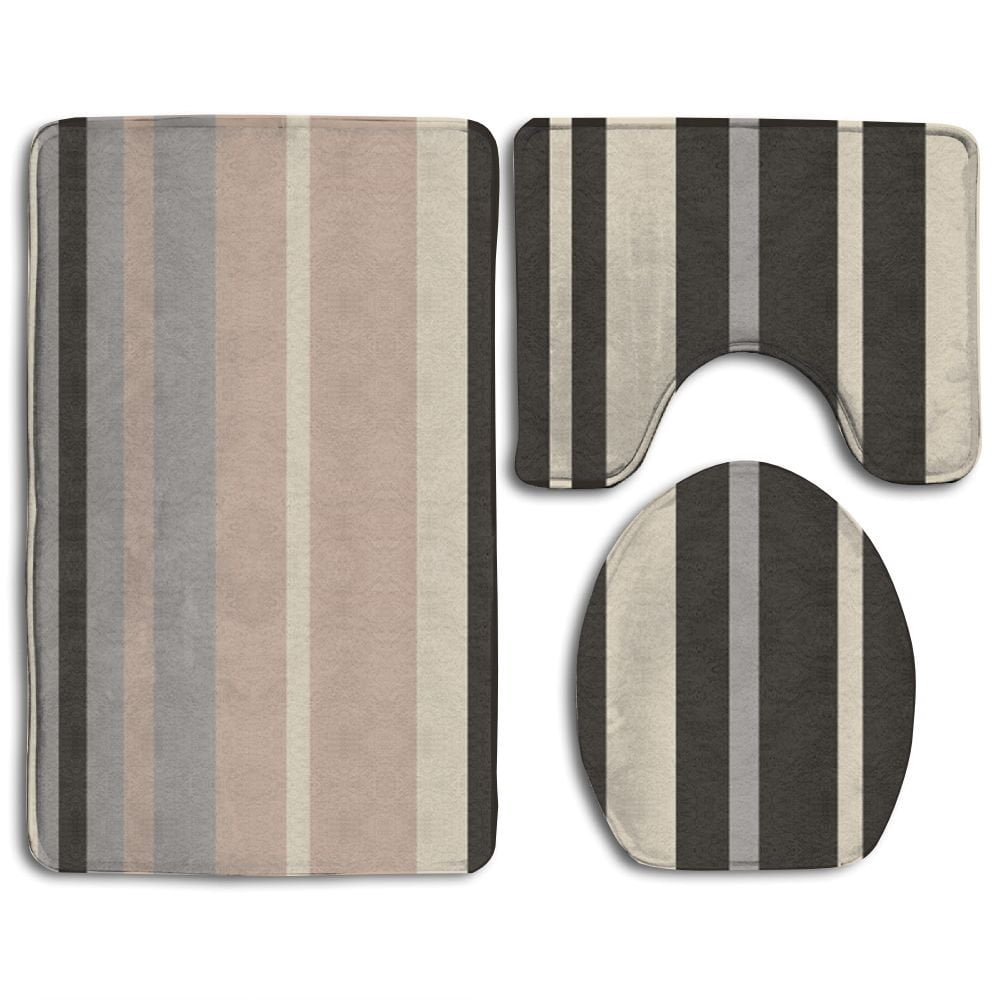 Erehome Black And White Stripes 3 Piece Bathroom Rugs Set Bath Rug Contour Mat And Toilet Lid Cover Walmart Canada