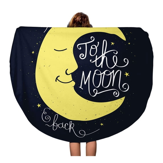 SIDONKU 60 inch Round Beach Towel Blanket I Love You to The Moon and Back Romantic Travel Circle Circular Towels Mat Tapestry Beach Throw