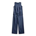 thumbnail image 5 of Karymi Lounge Sets for Women Two Piece Outfit Set, Crew Neck Sleeveless Asymmetric Layered Tank Top, High Waist Wide Leg Pants with Pockets, 5 of 5
