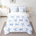 thumbnail image 2 of Feelyou Princess Bow-tie Bedding Comforter Set 7pcs, Blue Cartoon Ribbon King Bedding Sets, 2 of 8