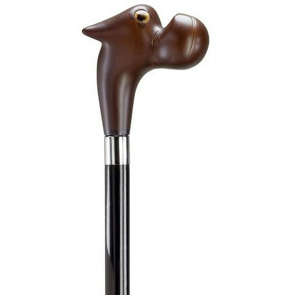 Walking Cane Bull Dog Head with Glass Eye Black Shaft With Brown Handle