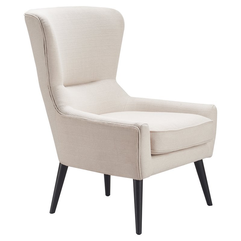 Elle Decor Modern Wingback Chair Natural Ivory
