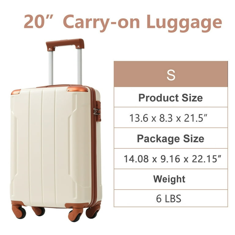 Carry on Luggage, Lightweight Durable ABS Suitcases with Double