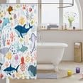 thumbnail image 3 of Manfei Cartoon Sea Shark Shower Curtain 72Wx72L, Undersea Animal Bathroom Curtain, White Blue, 3 of 5