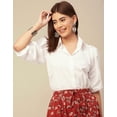 thumbnail image 2 of Moomaya Solid Shirts For Women, Casual Chic Summer Shirt Top, 2 of 9