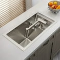 thumbnail image 3 of Single Bowl Bar Kitchen Laundry Sink Set Stainless Steel Hidden Sink w/Folding Faucet, 3 of 19
