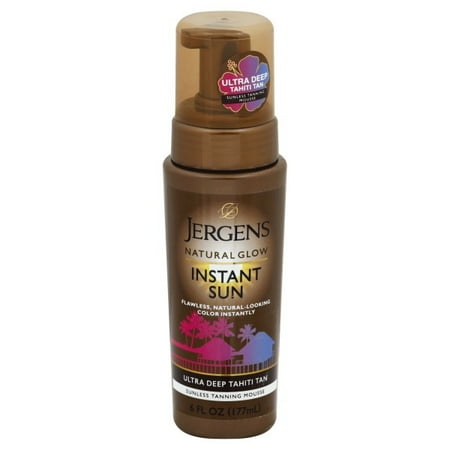Jergens Natural Glow Instant Sun Sunless Tanning Mousse for Body, Ultra Deep Tahiti Tan, 6 (Best Jergens Self Tanner)