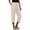 Beige, variant on Women's Elastic Waist Asymmetrical Split Loose Capri Pants, Breathable with Pockets for Daily Commute Casual Wear Green L
