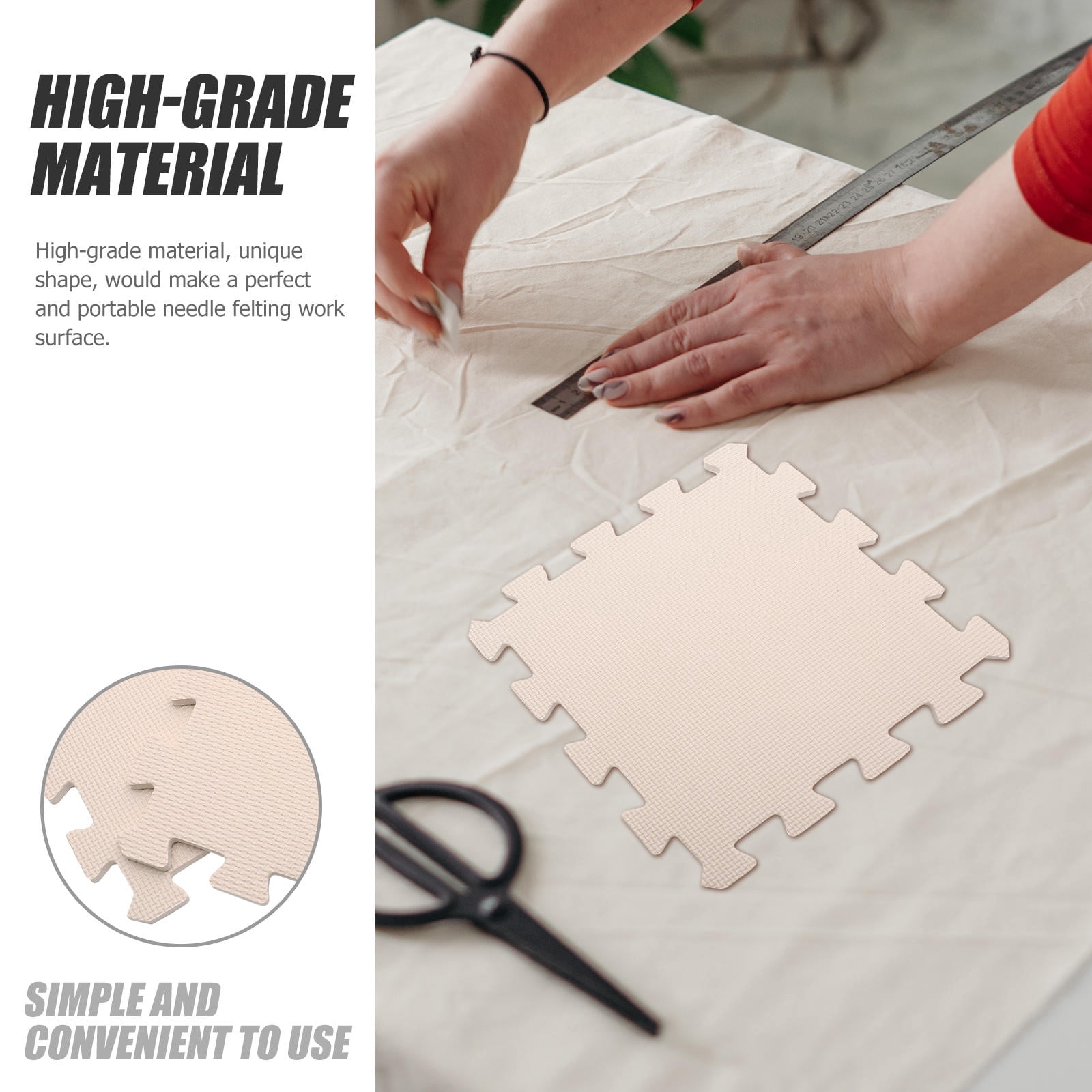 HONMEET 9Pcs Crochet Blocking Mats for Craft Enthusiasts Beige 11.79X11.79in