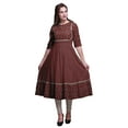 thumbnail image 1 of Bimba Bordeaux2 Robe Anarkali à Feuilles Géométriques et Imprimé Floral Longue Robe Maxi Kurtis Indiens pour Femmes Kurti Ethnique X-Small, 1 of 5