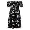thumbnail image 6 of Drses Womens Plus Size Floral Midi Dress Womens Square Neck Smocked Casual Dress with Puff Sleeve & Pockets, 6 of 9