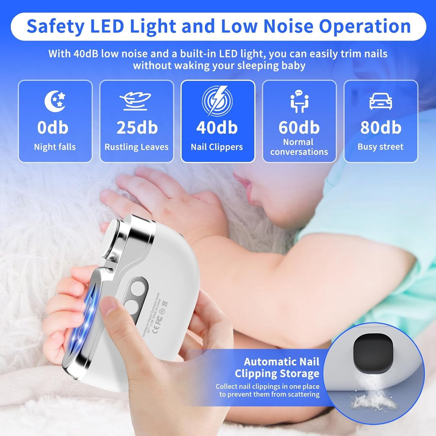 Electric Nail Clipper, 3 in 1 Electric Nail Trimmer with Gel Nail Light, Portable Electric Nail Cutter for Men Women Senior Baby Finger Toe Thick Electric Nail Clippers,3 Modes Electric Nail Polisher