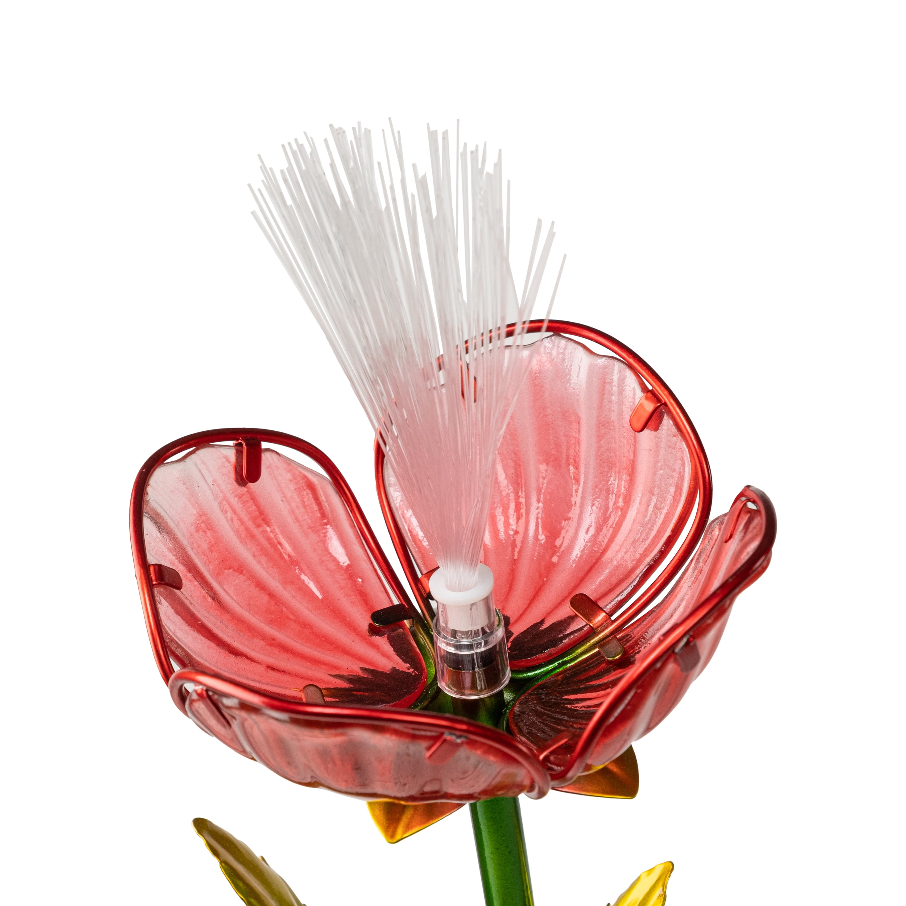 Better Homes & Gardens Solar LED Red Rose Glass & Metal Stake Light Outdoor Décor, 6.5"W x 4.72"D x 31.5"H, 0.89 lb weight
