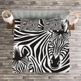 thumbnail image 3 of Ambesonne Savannah Quilted Bedspread Set 3 Pcs, Zebras Eyes and Face Art, Queen Size, Charcoal Grey and White, 3 of 3