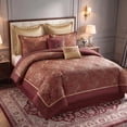 thumbnail image 4 of Regency Heights 8 Pieces Jacquard Comforter Set with Bedskirt and Decor Pillows, King, Red, 4 of 9