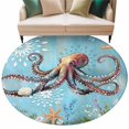 thumbnail image 2 of Round Area Rug 5ft,Watercolor Ocean Octopus Starfish Washable Carpet Non-Slip Runner Accent Rugs Indoor Floor Mat for Bedroom Living Room Decor,Sea Monster, 2 of 9