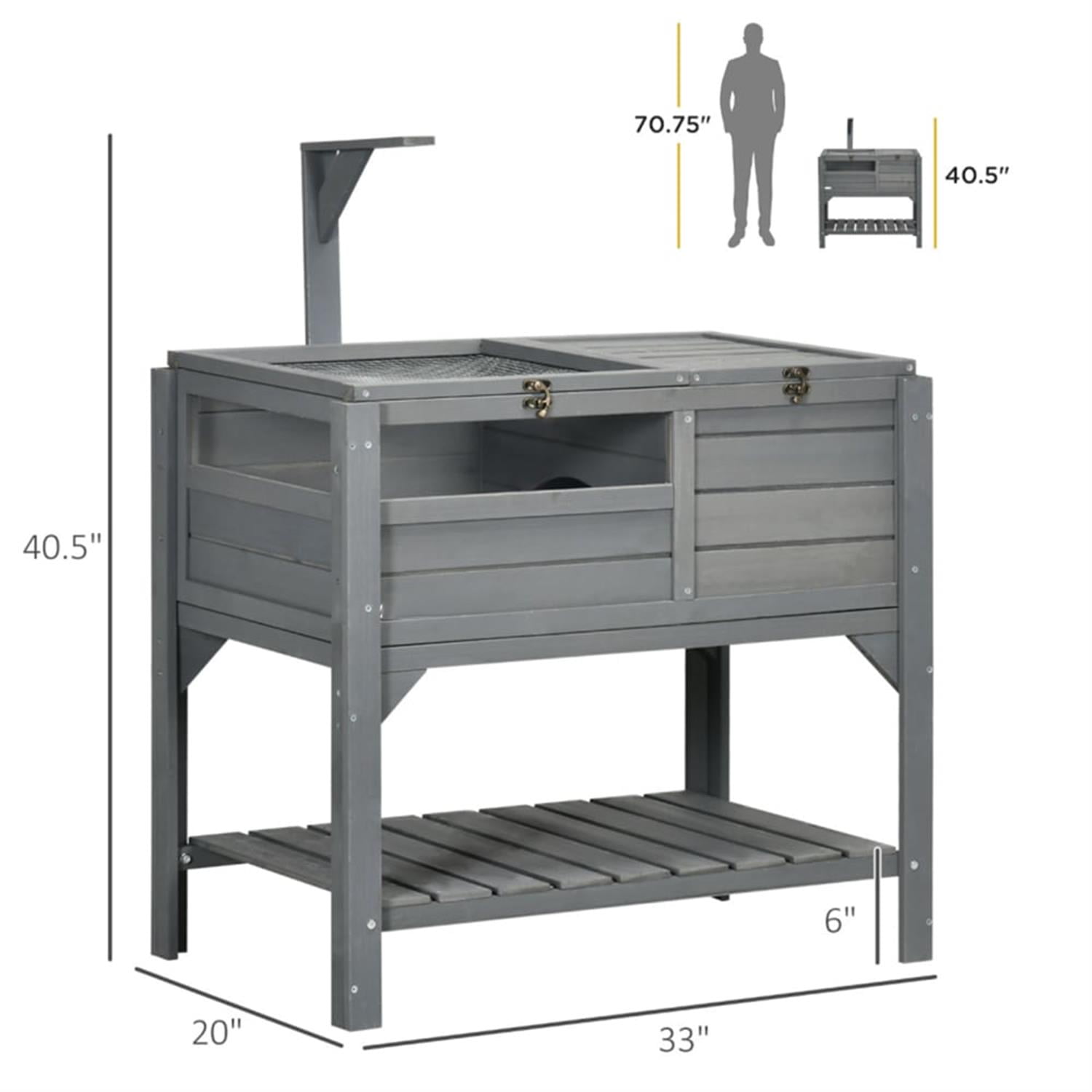 resenkos 40.5" Wooden Tortoise House, Reptile Cage Enclosure with Lamp Holder, Shelf Storage, Small Animals Habitats for Turtles, Lizards, Snakes, Gray