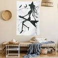 thumbnail image 2 of Music Tapestry, Witch Flying on Electric Guitar Notes Bat Magical Halloween Artistic Illustration, Wall Hanging for Bedroom Living Room Dorm Decor, 40W X 60L Inches, Black White, by Ambesonne, 2 of 5