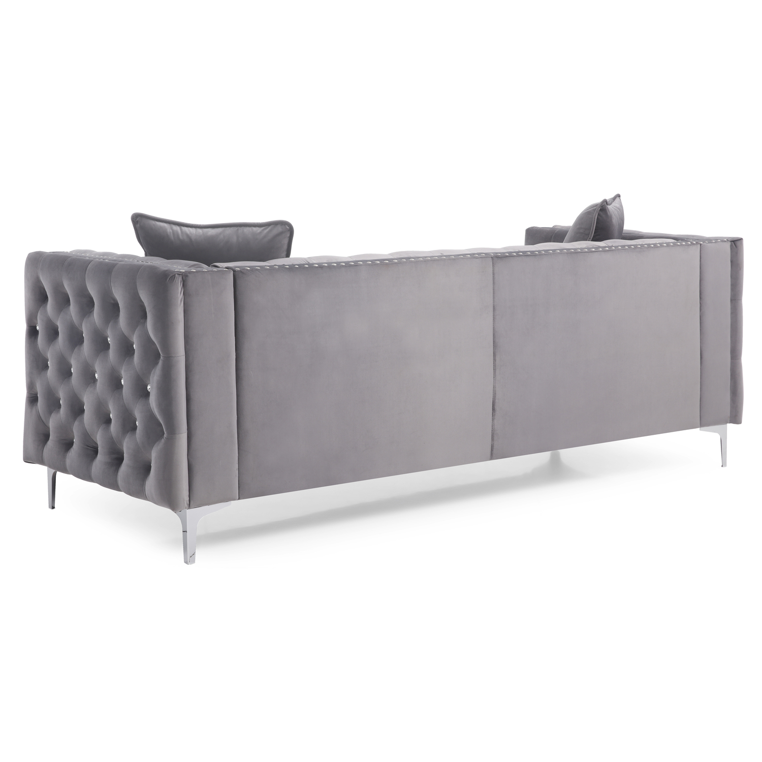 Glory Furniture Paige Velvet Sofa in Gray