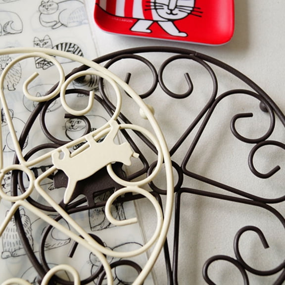 DECORNIJIA 1Set Cat Design Hot Pads Pot Holders Black Wrought Iron for Kitchen Heat Resistance