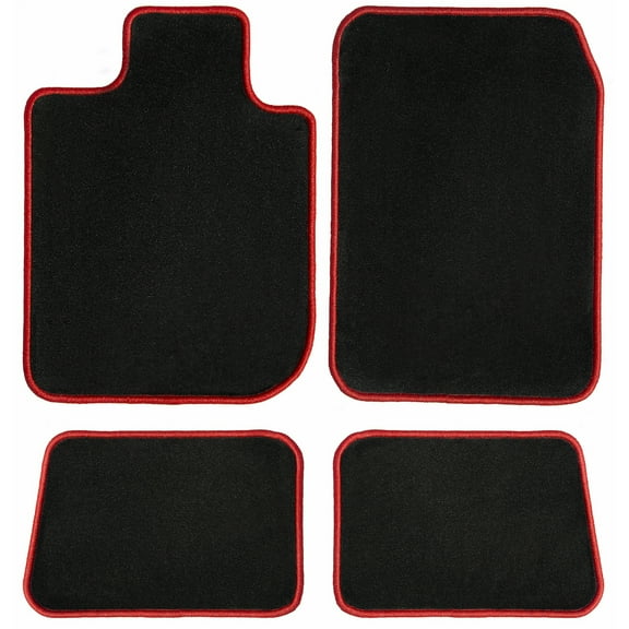 GGBAILEY Ford F-150 (SuperCab) Black with Red Edging Carpet Car Mats / Floor Mats, Custom Fit for 2004, 2005, 2006, 2007, 2008 - Driver, Passenger & Rear Mats