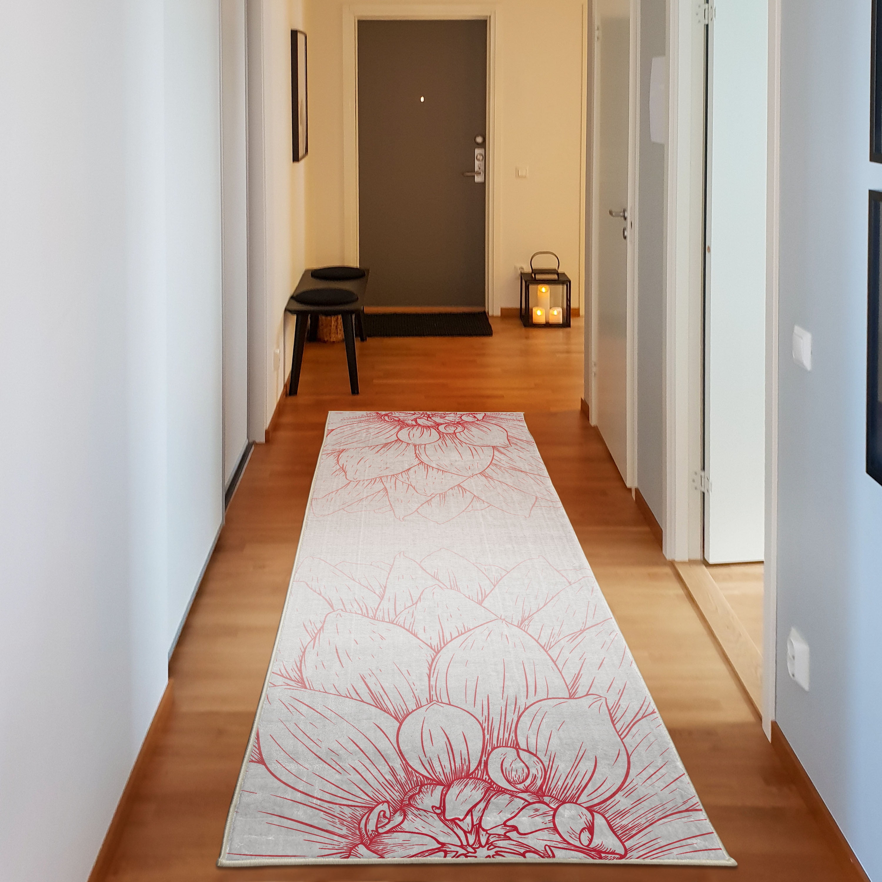 Dahlia Flower Decorative Rug, Simplistic Drawing of Bushy Sunflower ...