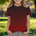 thumbnail image 2 of Zpanxa T Shirts for Girls Solid Color Round Neck Loose Fit Print Pattern Top Polyester Spandex 11-12 Years, 2 of 5