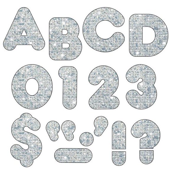 Trend Enterprises T-1613-3 Ready Letters 4 in. Casual,, Silver Sparkle - Pack of 3