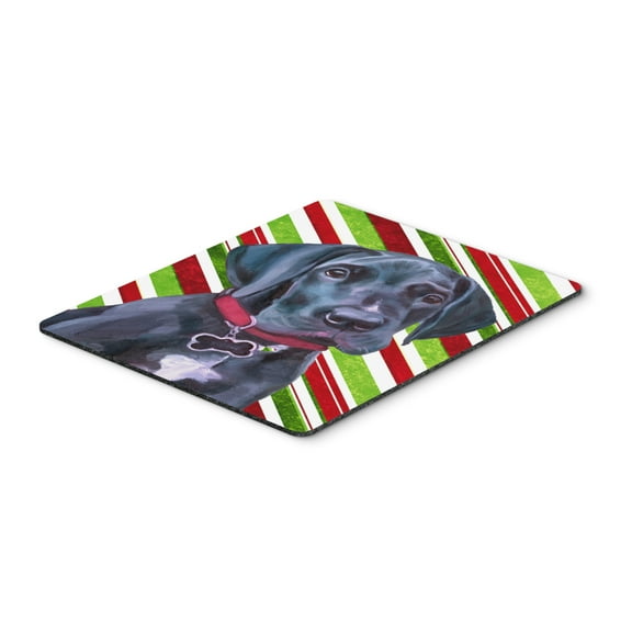 "Black Great Dane Puppy Candy Cane Holiday Christmas Mouse Pad Hot Pad or Trivet"