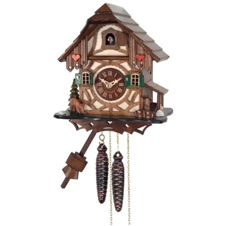 One Day cuckoo Clock Cottage with Deer, Tree, & Water Pump