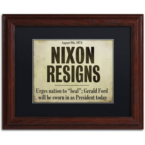 Trademark Fine Art "Nixon" Canvas Art by Color Bakery Black Matte, Wood Frame