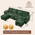 thumbnail image 4 of Pingliang Home Corduroy Sectional Sofa with Double Ottomans, Modern Modular Sofa Couch with Storage,4 Seat U-Shaped Couch Sofa for Living Room, Apartment, APT,Office,Studio,Green, 4 of 8
